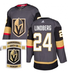Adidas Golden Knights #24 Oscar Lindberg Grey Home Authentic Stitched NHL Inaugural Season Patch Jersey Adidas Golden Knights #24 Oscar Lindberg Grey Home Authentic Stitched NHL Inaugural Season Patch Jersey