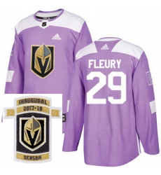 Adidas Golden Knights #29 Marc Andre Fleury Purple Authentic Fights Cancer Stitched NHL Inaugural Season Patch Jersey Adidas Golden Knights #29 Marc Andre Fleury Purple Authentic Fights Cancer Stitched NHL Inaugural Season Patch Jersey