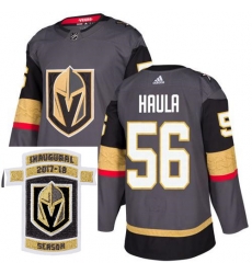 Adidas Golden Knights #56 Erik Haula Grey Home Authentic Stitched NHL Inaugural Season Patch Jersey Adidas Golden Knights #56 Erik Haula Grey Home Authentic Stitched NHL Inaugural Season Patch Jersey