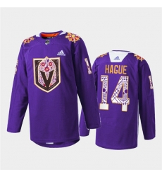 Men Vegas Golden Knights 14 Nicolas Hague Purple Hispanic Heritage Warmup Stitched Jersey Men Vegas Golden Knights 14 Nicolas Hague Purple Hispanic Heritage Warmup Stitched Jersey