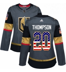 Womens Adidas Vegas Golden Knights 20 Paul Thompson Authentic Gray USA Flag Fashion NHL Jersey Womens Adidas Vegas Golden Knights 20 Paul Thompson Authentic Gray USA Flag Fashion NHL Jersey