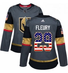 Womens Adidas Vegas Golden Knights 29 Marc Andre Fleury Authentic Gray USA Flag Fashion NHL Jersey Womens Adidas Vegas Golden Knights 29 Marc Andre Fleury Authentic Gray USA Flag Fashion NHL Jersey