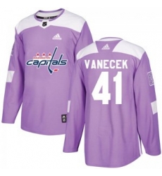 Men Washington Capitals 41 Vitek Vanecek Adidas Authentic Fights Cancer Practice Jersey Purple Men Washington Capitals 41 Vitek Vanecek Adidas Authentic Fights Cancer Practice Jersey Purple