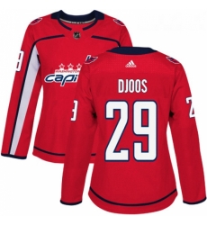 Womens Adidas Washington Capitals 29 Christian Djoos Authentic Red Home NHL Jersey Womens Adidas Washington Capitals 29 Christian Djoos Authentic Red Home NHL Jersey