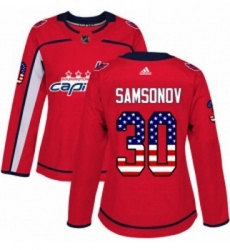 Womens Adidas Washington Capitals 30 Ilya Samsonov Authentic Red USA Flag Fashion NHL Jersey Womens Adidas Washington Capitals 30 Ilya Samsonov Authentic Red USA Flag Fashion NHL Jersey