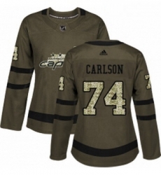 Womens Adidas Washington Capitals 74 John Carlson Authentic Green Salute to Service NHL Jersey Womens Adidas Washington Capitals 74 John Carlson Authentic Green Salute to Service NHL Jersey