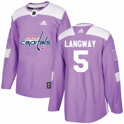 Youth Adidas Washington Capitals 5 Rod Langway Authentic Purple Fights Cancer Practice NHL Jersey 
