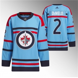 Men Winnipeg Jets 2 Dylan DeMelo Light Blue Anniversary Primegreen Stitched Jersey