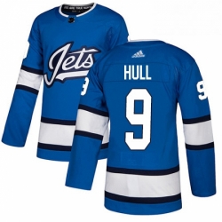 Mens Adidas Winnipeg Jets 9 Bobby Hull Authentic Blue Alternate NHL Jersey 