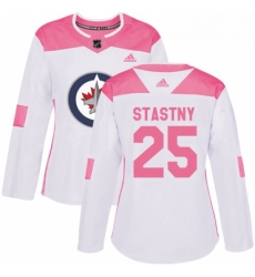 Womens Adidas Winnipeg Jets 25 Paul Stastny Authentic White Pink Fashion NHL Jerse Womens Adidas Winnipeg Jets 25 Paul Stastny Authentic White Pink Fashion NHL Jerse