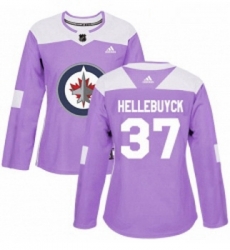 Womens Adidas Winnipeg Jets 37 Connor Hellebuyck Authentic Purple Fights Cancer Practice NHL Jersey Womens Adidas Winnipeg Jets 37 Connor Hellebuyck Authentic Purple Fights Cancer Practice NHL Jersey
