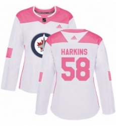 Womens Adidas Winnipeg Jets 58 Jansen Harkins Authentic WhitePink Fashion NHL Jersey Womens Adidas Winnipeg Jets 58 Jansen Harkins Authentic WhitePink Fashion NHL Jersey