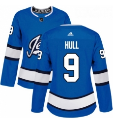 Womens Adidas Winnipeg Jets 9 Bobby Hull Authentic Blue Alternate NHL Jersey Womens Adidas Winnipeg Jets 9 Bobby Hull Authentic Blue Alternate NHL Jersey