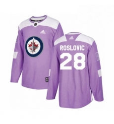 Youth Adidas Winnipeg Jets 28 Jack Roslovic Authentic Purple Fights Cancer Practice NHL Jersey Youth Adidas Winnipeg Jets 28 Jack Roslovic Authentic Purple Fights Cancer Practice NHL Jersey