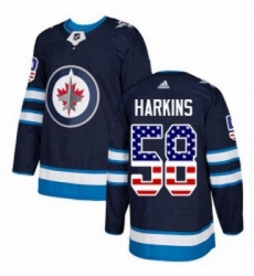 Youth Adidas Winnipeg Jets 58 Jansen Harkins Authentic Navy Blue USA Flag Fashion NHL Jersey Youth Adidas Winnipeg Jets 58 Jansen Harkins Authentic Navy Blue USA Flag Fashion NHL Jersey