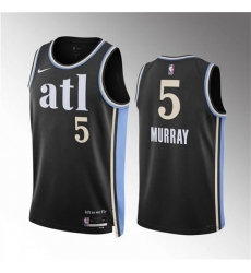 Men Atlanta Hawks 5 Dejounte Murray 2023 24 Black City Edition Stitched Basketball Jersey Men Atlanta Hawks 5 Dejounte Murray 2023 24 Black City Edition Stitched Basketball Jersey
