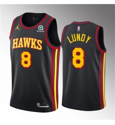 Men Atlanta Hawks 8 Seth Lundy Black 2023 Draft Statement Edition Stitched Jersey Men Atlanta Hawks 8 Seth Lundy Black 2023 Draft Statement Edition Stitched Jersey