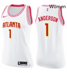 Womens Nike Atlanta Hawks 1 Justin Anderson Swingman White Pink Fashion NBA Jersey Womens Nike Atlanta Hawks 1 Justin Anderson Swingman White Pink Fashion NBA Jersey