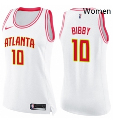 Womens Nike Atlanta Hawks 10 Mike Bibby Swingman WhitePink Fashion NBA Jersey Womens Nike Atlanta Hawks 10 Mike Bibby Swingman WhitePink Fashion NBA Jersey