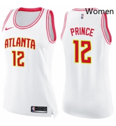 Womens Nike Atlanta Hawks 12 Taurean Prince Swingman WhitePink Fashion NBA Jersey Womens Nike Atlanta Hawks 12 Taurean Prince Swingman WhitePink Fashion NBA Jersey