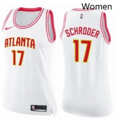 Womens Nike Atlanta Hawks 17 Dennis Schroder Swingman WhitePink Fashion NBA Jersey Womens Nike Atlanta Hawks 17 Dennis Schroder Swingman WhitePink Fashion NBA Jersey