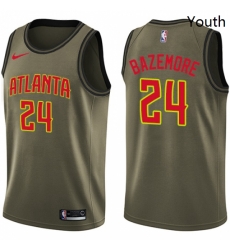 Youth Nike Atlanta Hawks 24 Kent Bazemore Swingman Green Salute to Service NBA Jersey Youth Nike Atlanta Hawks 24 Kent Bazemore Swingman Green Salute to Service NBA Jersey