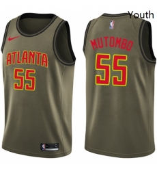 Youth Nike Atlanta Hawks 55 Dikembe Mutombo Swingman Green Salute to Service NBA Jersey Youth Nike Atlanta Hawks 55 Dikembe Mutombo Swingman Green Salute to Service NBA Jersey