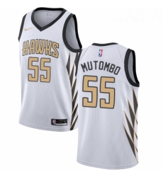 Youth Nike Atlanta Hawks 55 Dikembe Mutombo Swingman White NBA Jersey City Edition Youth Nike Atlanta Hawks 55 Dikembe Mutombo Swingman White NBA Jersey City Edition