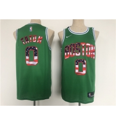 Men Boston Celtics 0 Jayson Tatum USA Flag Green Stitched Jersey Men Boston Celtics 0 Jayson Tatum USA Flag Green Stitched Jersey