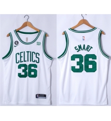 Men Boston Celtics 36 Marcus Smart White No 6 Patch Stitched Basketball Jersey Men Boston Celtics 36 Marcus Smart White No 6 Patch Stitched Basketball Jersey
