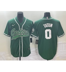 Men's Boston Celtics #0 Jayson Tatum Green With Patch Stitched Baseball Jersey Men's Boston Celtics #0 Jayson Tatum Green With Patch Stitched Baseball Jersey