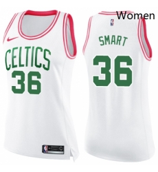 Womens Nike Boston Celtics 36 Marcus Smart Swingman WhitePink Fashion NBA Jersey