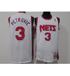 Men Brooklyn Nets 3 Drazen Petrovic White Throwback Stitched Jersey Men Brooklyn Nets 3 Drazen Petrovic White Throwback Stitched Jersey
