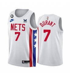 Men Brooklyn Nets 7 Kevin Durant 2022 23 White With Patch Classic Edition With NO 6 Patch Stitched Basketball Jersey Men Brooklyn Nets 7 Kevin Durant 2022 23 White With Patch Classic Edition With NO 6 Patch Stitched Basketball Jersey