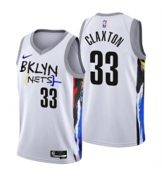 Men's Brooklyn Nets #33 Nicolas Claxton 2022-23 White City Edition Stitched Basketball Jersey Men's Brooklyn Nets #33 Nicolas Claxton 2022-23 White City Edition Stitched Basketball Jersey