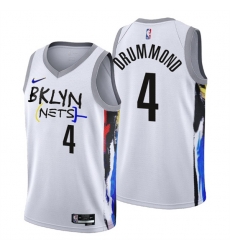 Men's Brooklyn Nets #4 Andre Drummond 2022-23 White City Edition Stitched Basketball Jersey Men's Brooklyn Nets #4 Andre Drummond 2022-23 White City Edition Stitched Basketball Jersey