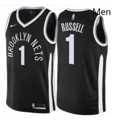 Mens Nike Brooklyn Nets 1 DAngelo Russell Swingman Black NBA Jersey City Edition