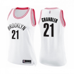 Womens Brooklyn Nets 21 Wilson Chandler Swingman White Pink Fashion Basketball Jerse 