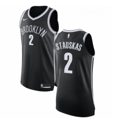 Womens Nike Brooklyn Nets 2 Nik Stauskas Authentic Black Road NBA Jersey Icon Edition 