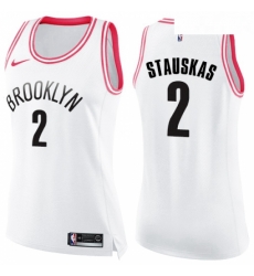 Womens Nike Brooklyn Nets 2 Nik Stauskas Swingman WhitePink Fashion NBA Jersey Womens Nike Brooklyn Nets 2 Nik Stauskas Swingman WhitePink Fashion NBA Jersey