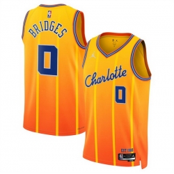 Men Charlotte Hornets 0 Miles Bridges Orange 2025 26 City Edition Stitched Basketball Jersey