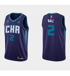 Men Charlotte Hornets 2 LaMelo Ball Purple Stitched Basketball Jersey Men Charlotte Hornets 2 LaMelo Ball Purple Stitched Basketball Jersey