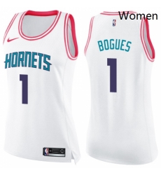 Womens Nike Charlotte Hornets 1 Muggsy Bogues Swingman WhitePink Fashion NBA Jersey Womens Nike Charlotte Hornets 1 Muggsy Bogues Swingman WhitePink Fashion NBA Jersey