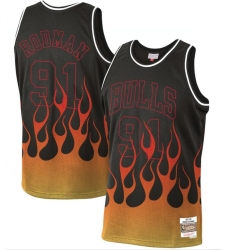 Chicago Bulls 91 Dennis Rodman Black 1997 98 Hardwood Classics Flames Swingman Jersey Chicago Bulls 91 Dennis Rodman Black 1997 98 Hardwood Classics Flames Swingman Jersey
