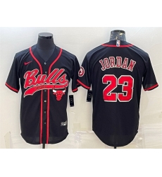 Men Chicago Bulls 23 Michael Jordan Black Cool Base Stitched Baseball JerseyS Men Chicago Bulls 23 Michael Jordan Black Cool Base Stitched Baseball JerseyS
