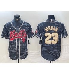 Men Chicago Bulls 23 Michael Jordan Gray Camo Cool Base Stitched Baseball Jersey 7 Men Chicago Bulls 23 Michael Jordan Gray Camo Cool Base Stitched Baseball Jersey 7
