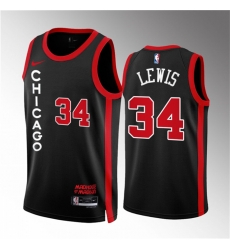 Men Chicago Bulls 34 Justin Lewis Black 2023 24 City Edition Stitched Basketball Jersey Men Chicago Bulls 34 Justin Lewis Black 2023 24 City Edition Stitched Basketball Jersey