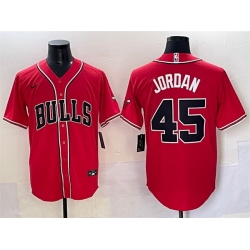 Men Chicago Bulls 45 Michael Jordan Red Cool Base Stitched Baseball Jersey