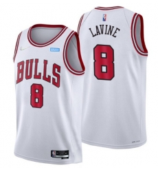 Men Chicago Bulls 8 Zach LaVine 75th Anniversary White Swingman Stitched Basketball Jersey Men Chicago Bulls 8 Zach LaVine 75th Anniversary White Swingman Stitched Basketball Jersey
