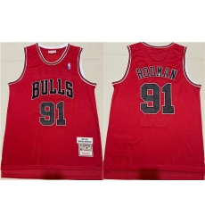 Men Chicago Bulls 91 Dennis Rodman 1997 98 Red Throwback Stitched Jersey Men Chicago Bulls 91 Dennis Rodman 1997 98 Red Throwback Stitched Jersey